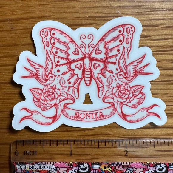 Set of 3 handmade custome stickers featuring traditional flash tattoo-style ❤️🔥 - Picture 2 of 6